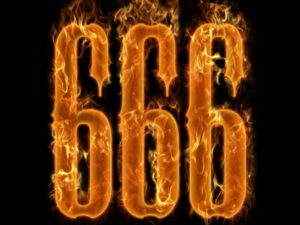 Angka 666 ditulis dengan api angka setan