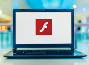computer with adobe flash player running