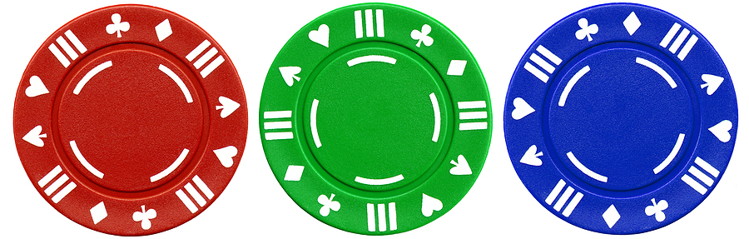 red green and blue casino chips